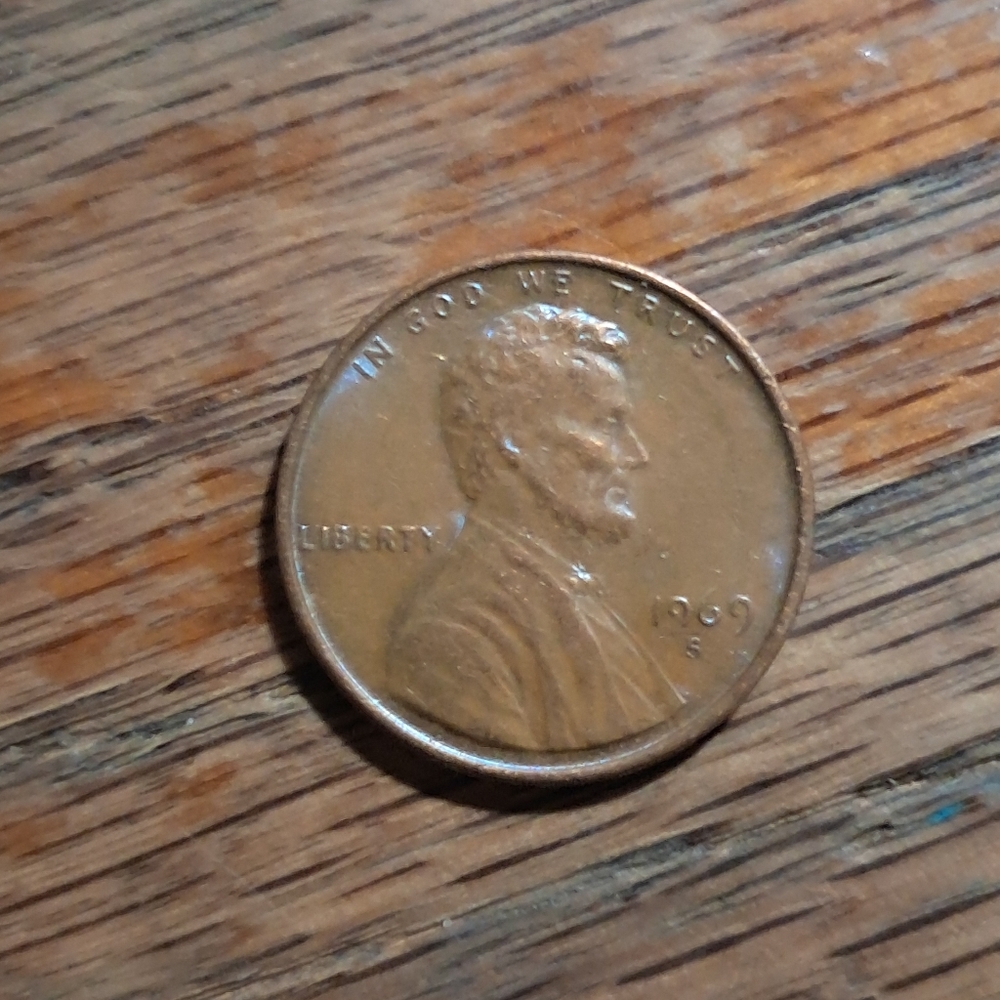 1969 S Copper Penny Coin ddo ddr